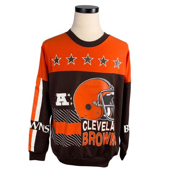 Cleveland Browns Vintage 80s Sweatshirt L Garan Inc. Brown & Orange Rare - Picture 1 of 10